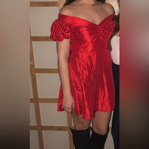 Topshop off the shoulder Red dress US size 8